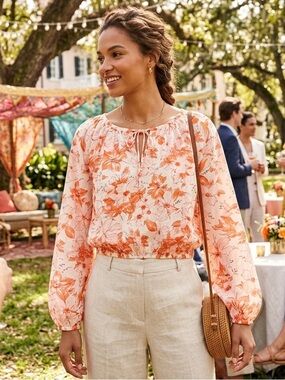 J. Crew Floral Peach & Orange Top ($135)